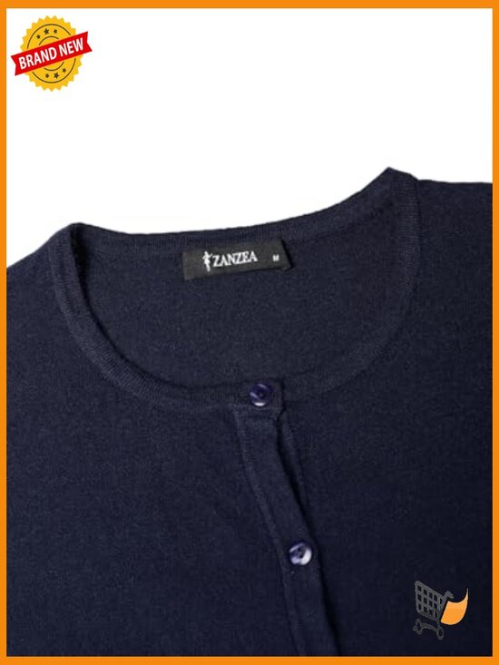 Lightweight Cropped Cardigan Sweater Long Sleeve Button Down Shrug - Picture 4 of 7